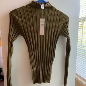 Topshop olive green low turtleneck long sleeve.